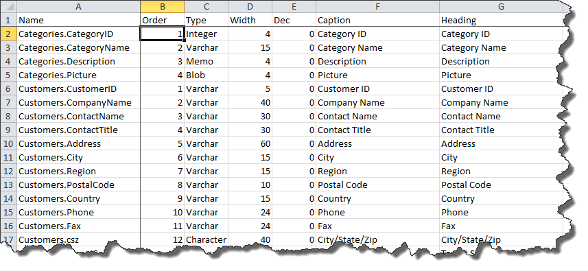 Exporting The Data Dictionary To Microsoft Excel Stonefield Query SDK